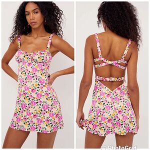 NEW For Love and Lemons June Mini Dress Pink Floral Size XL